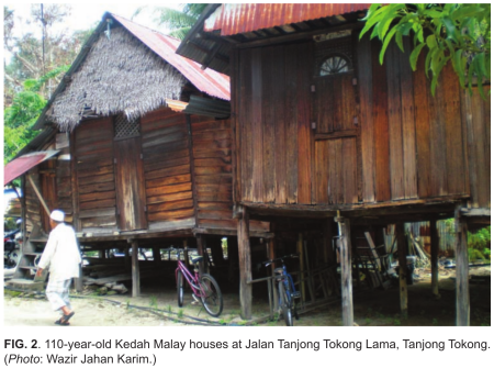 FIG. 2. 110-year-old Kedah Malay houses at Jalan Tanjong Tokong Lama, Tanjong Tokong. (Photo: Wazir Jahan Karim.)